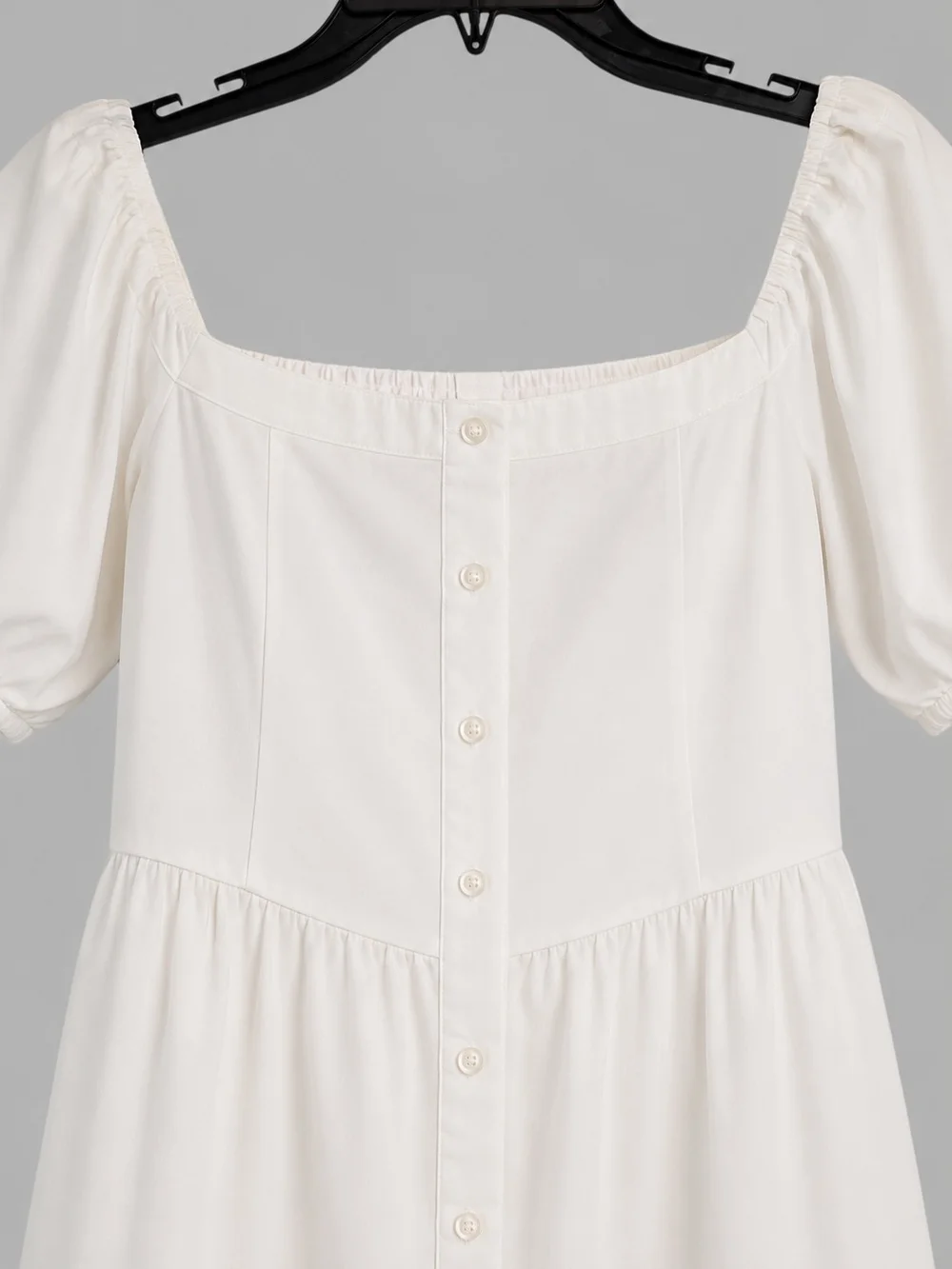 New York & Company White Tiered, Puff Sleeve Midi Dress Cottagecore Boho Coastal - Picture 5 of 8